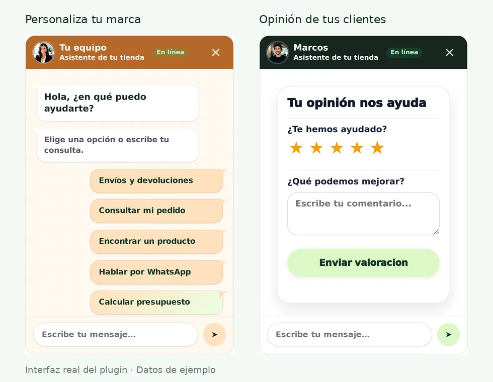 Personalización visual y encuesta de satisfacción de ChatAssist24