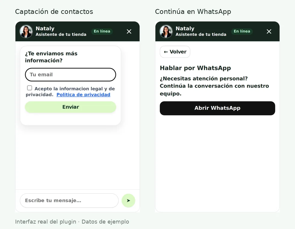 leads — ChatAssist24 interfaz real, datos de ejemplo